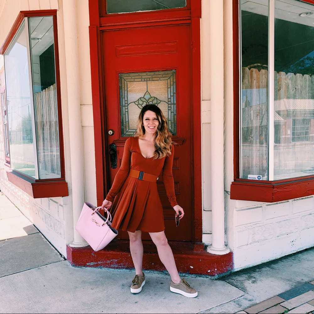 Rust Jersey Skater Dress - Picture 3 of 4